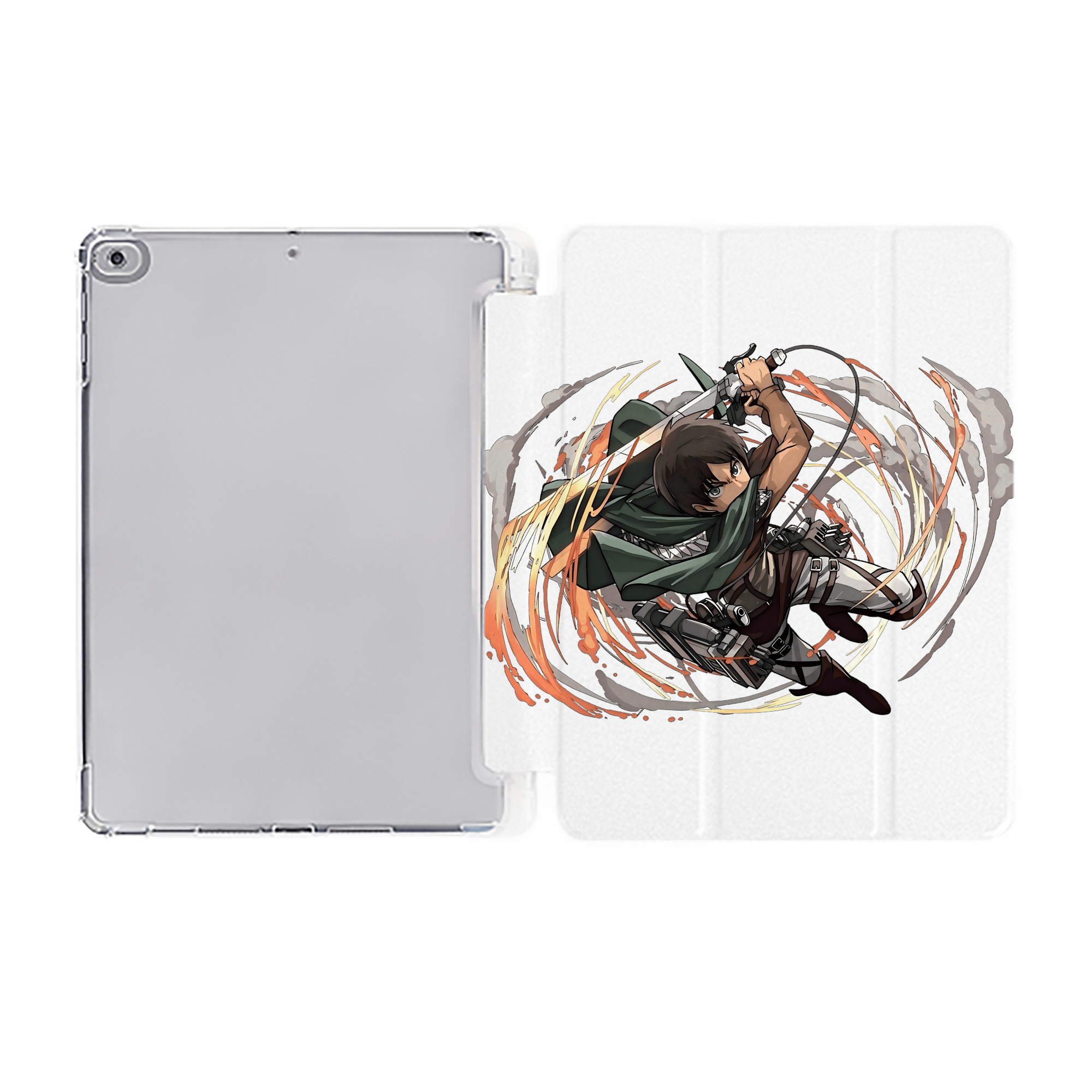 （画像用） 進撃の巨人 エレン･イェーガー Attack on Titan Eren Jäger IPad ケース ペン収納付き 三つ折りスタンド PUレザー×シリコン 対応機種9.5/10.5/10.9インチ